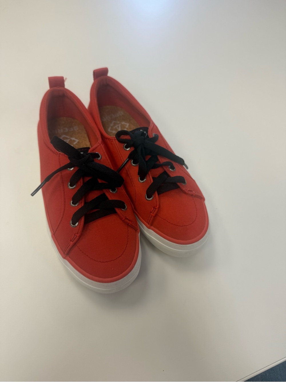 Sperry Red Canvas Sneakers with Black Laces